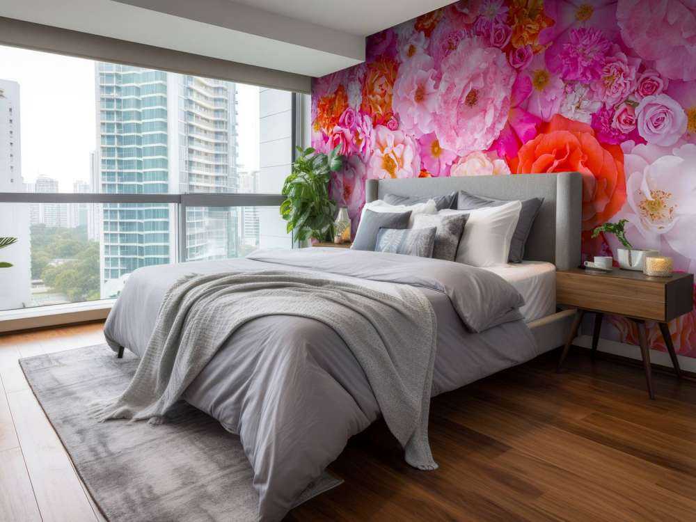 Full frame of variety of garden roses, flower background