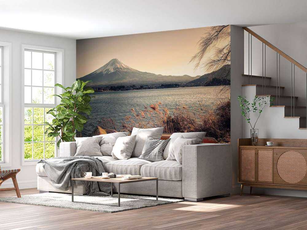 Rustige oever aan Fuji meer