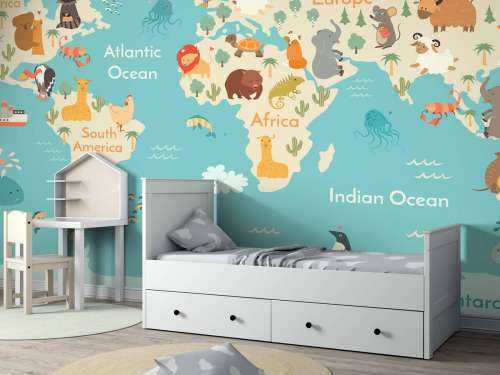 Wereldkaart met dieren