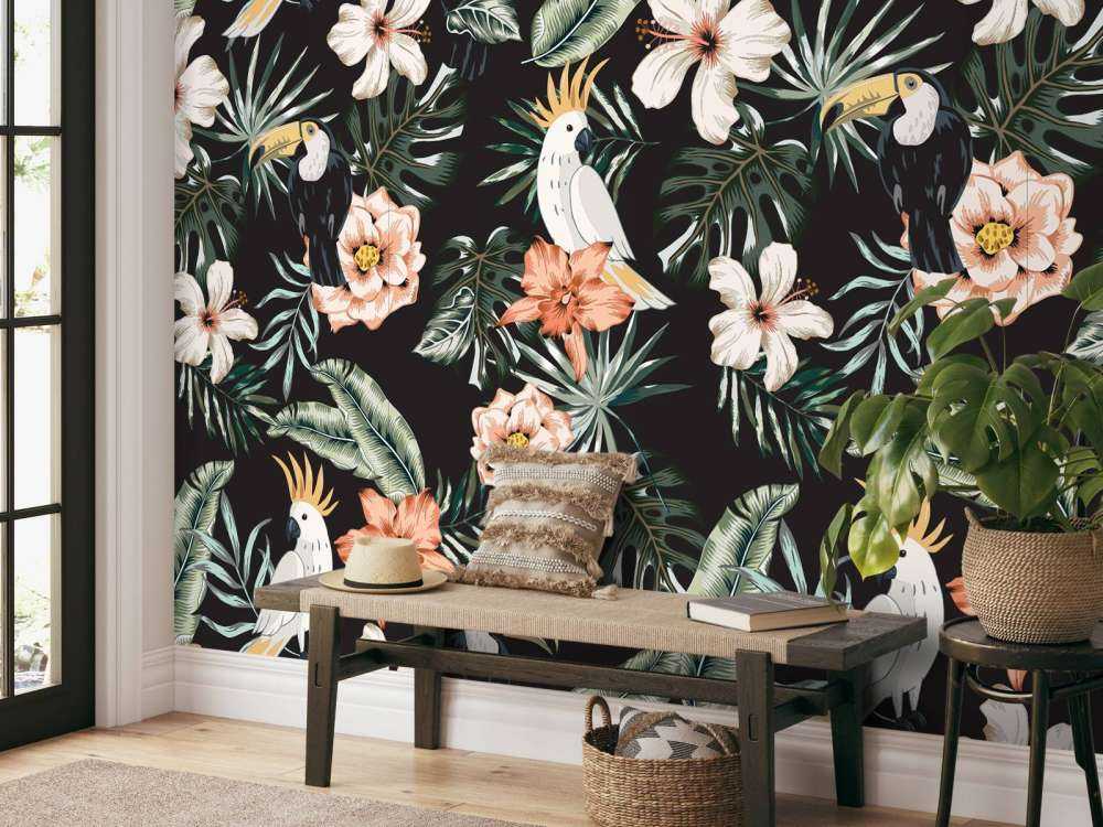 Tropische toekan en papegaai