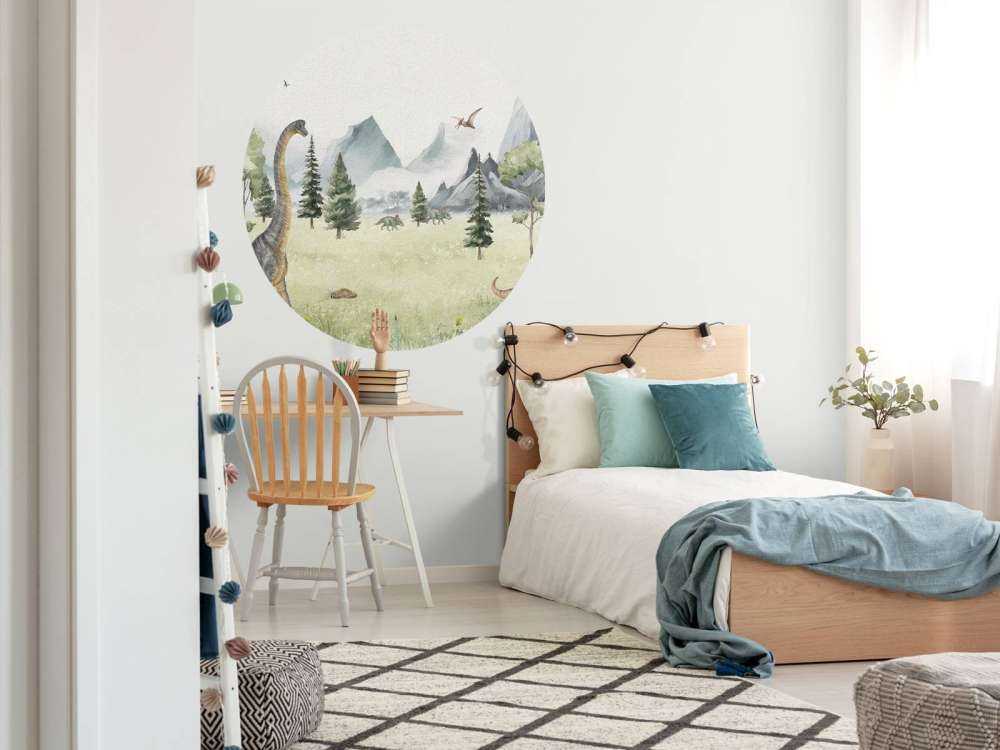 Landschap met dino's in kleur