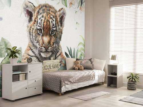 Schattige tijger met planten