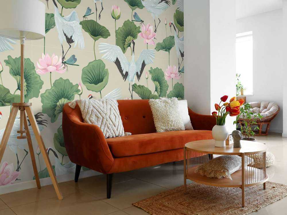 Witte kraanvogels, lichtbruin