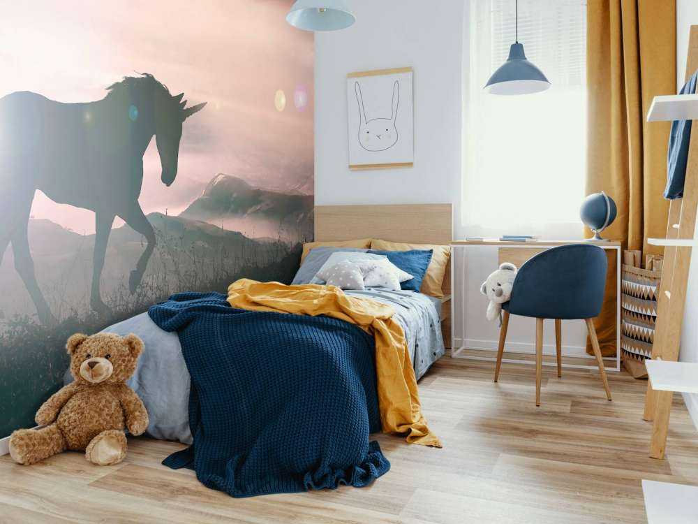 Unicorn bij een zonsondergang