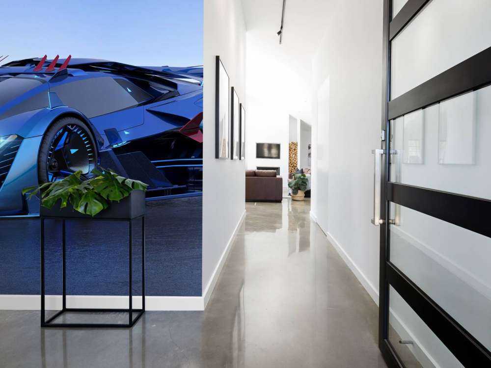 Blauwe hypercar in 3D