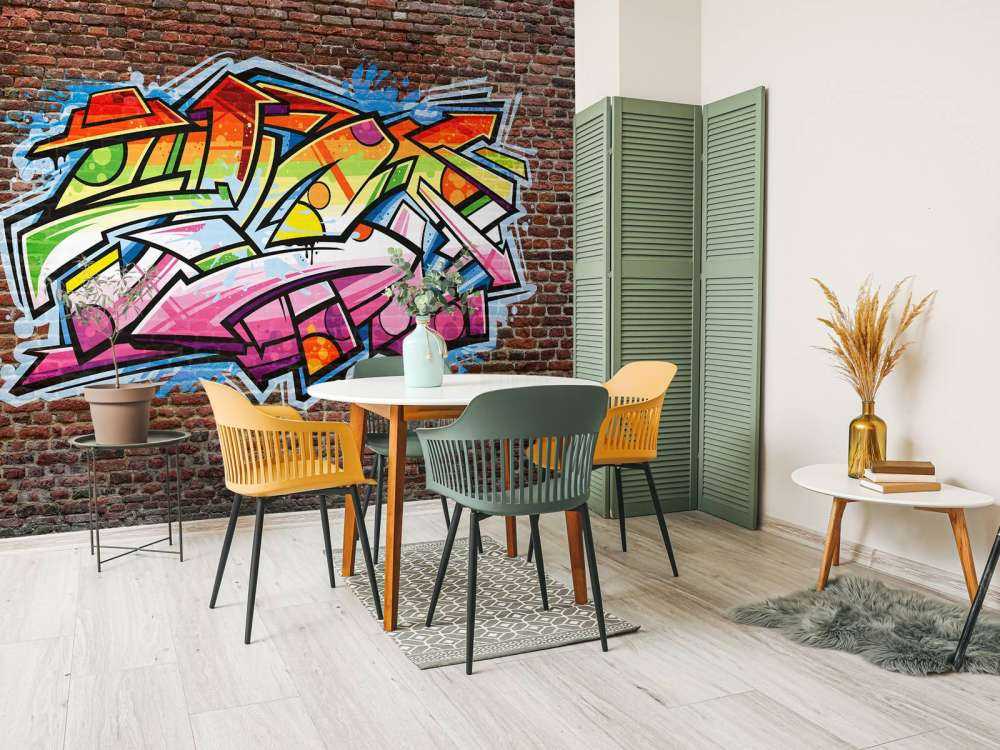 Graffiti op rode bakstenen