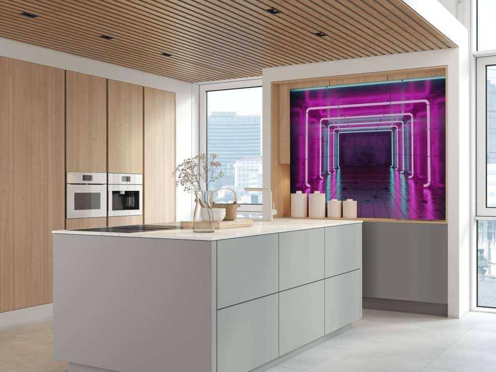 Betonnen kamer met neonlichten