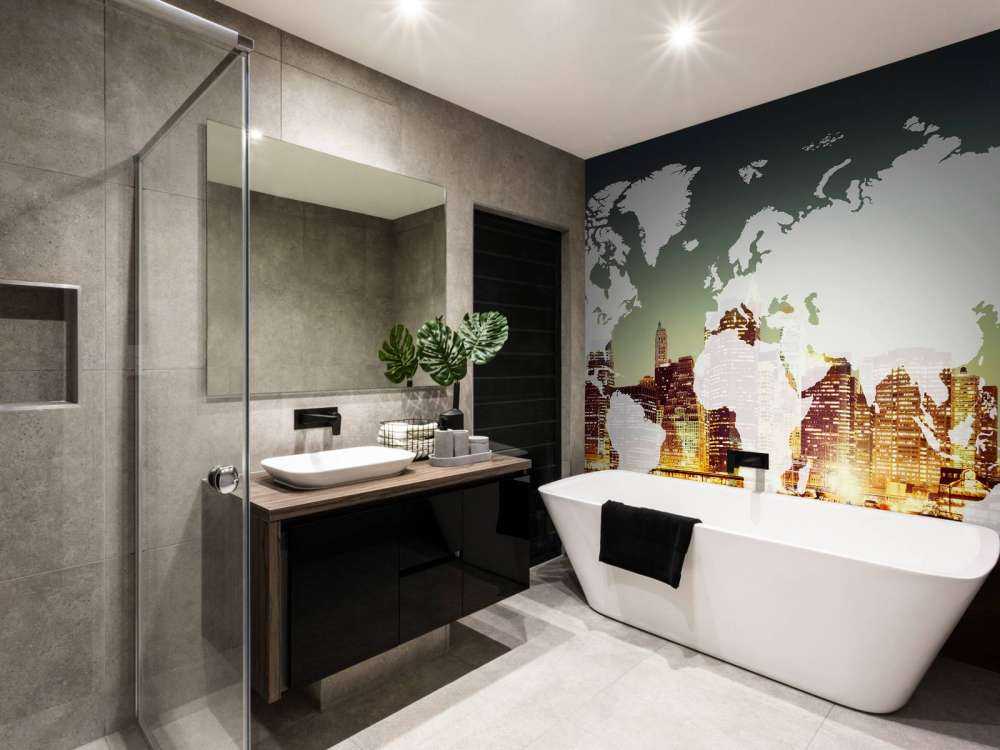 Wereldkaart met een stad op de achtergrond