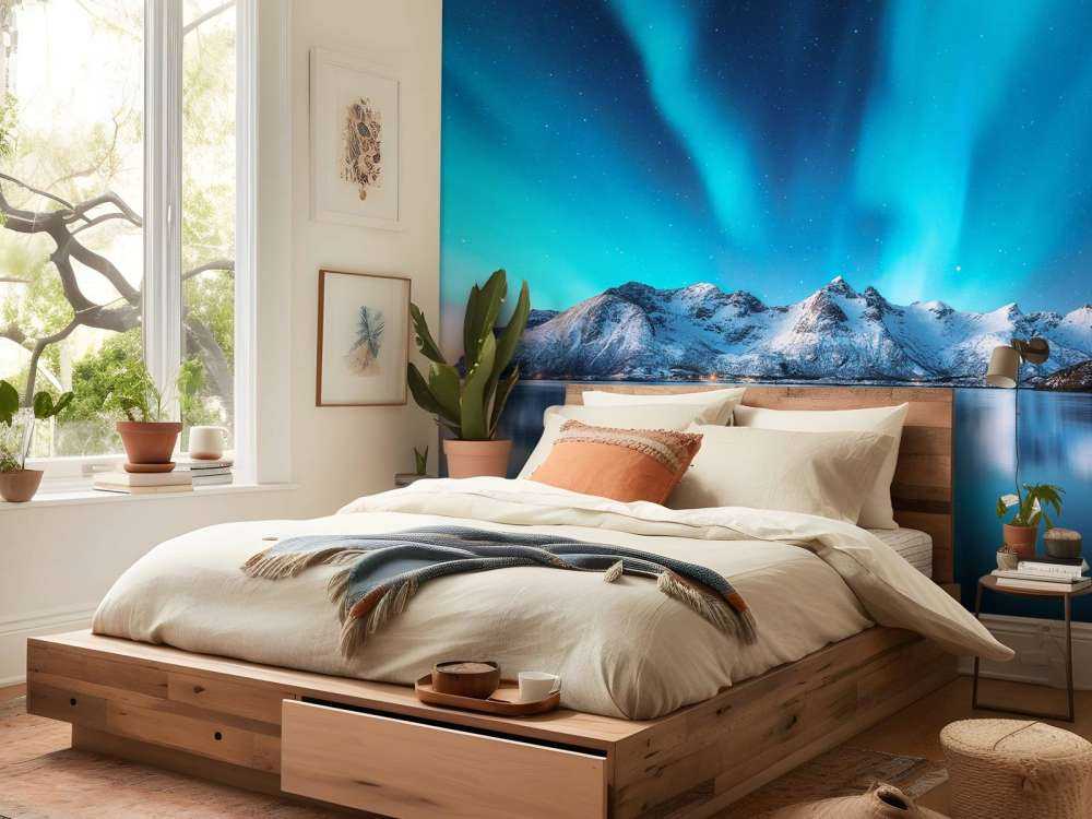 Blauw Noorderlicht boven berg