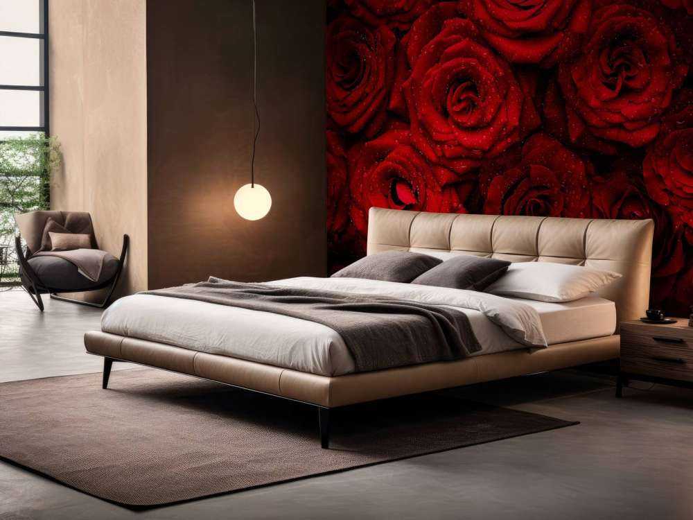 Rode rozen met druppels water erop