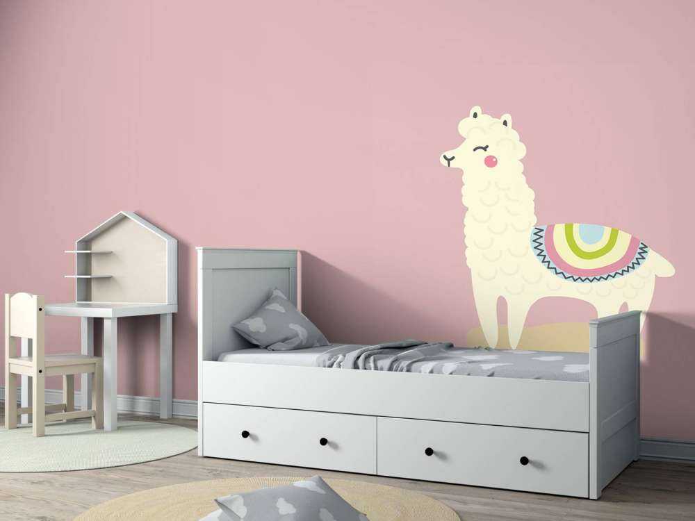 Alpaca design met een roze achtergrond