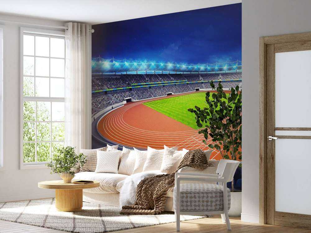 Atletiekstadion in de avond