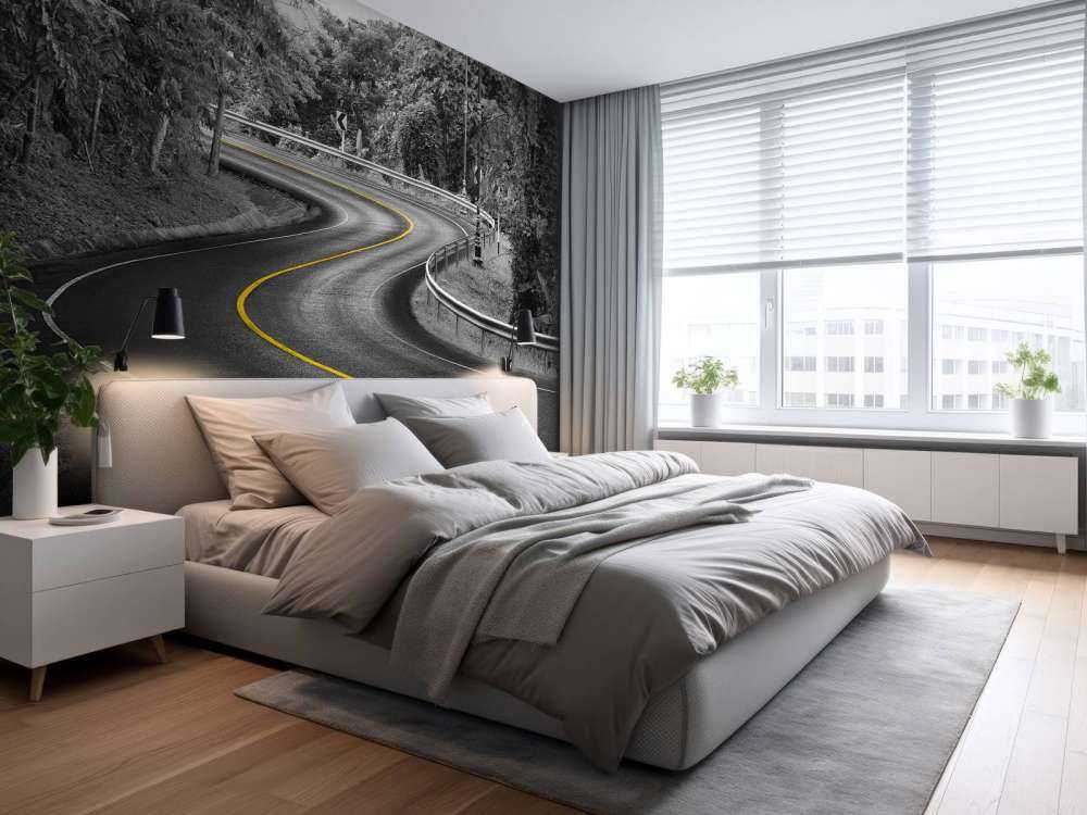 Weg met een gele streep