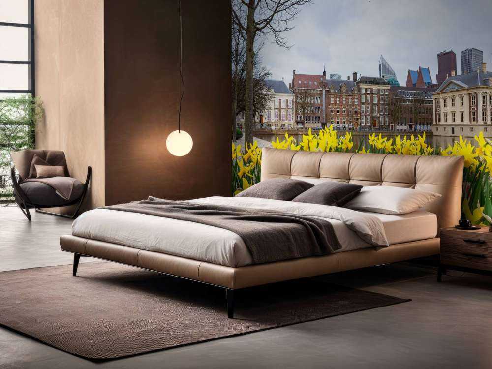 Den Haag met bloemen op de voorgrond