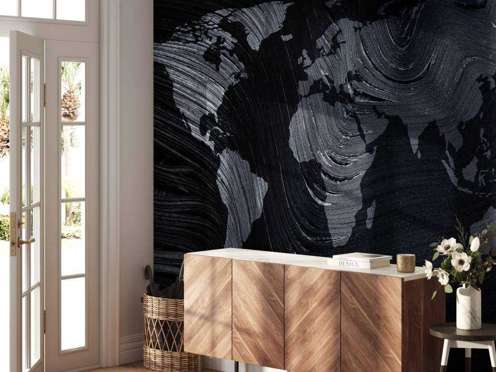 Wereldkaart op een palmblad