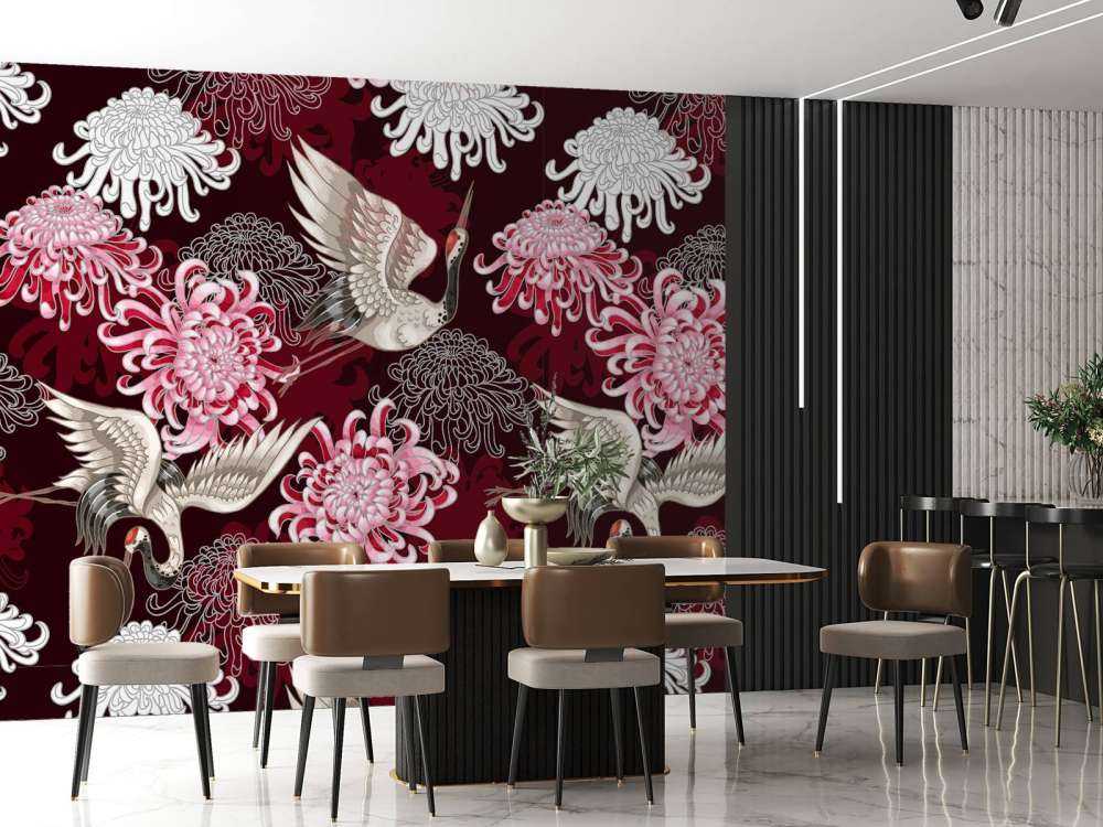 Kraanvogel patroon roze