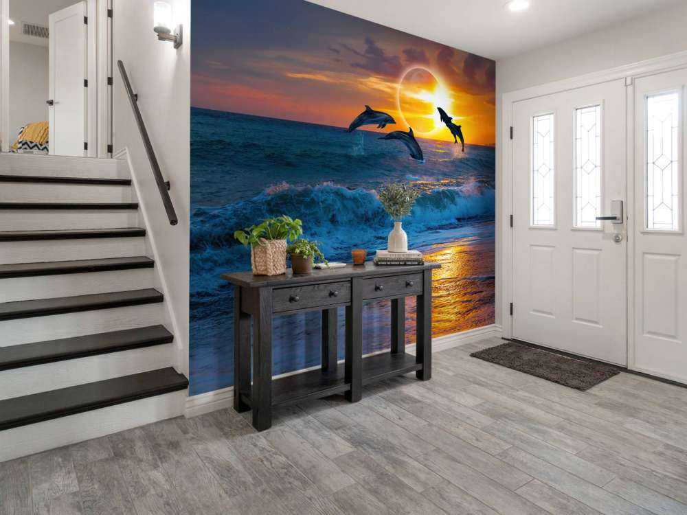 Dolfijnen met zonsondergang