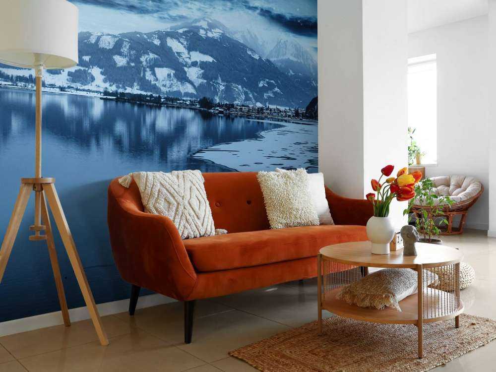 Bevroren meer in de nacht