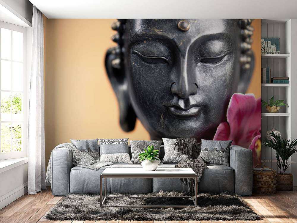 Buddha en roze orchidee