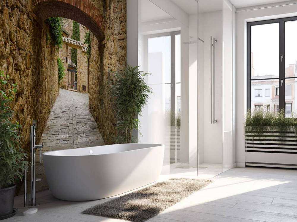 Boogje met rode bloemen