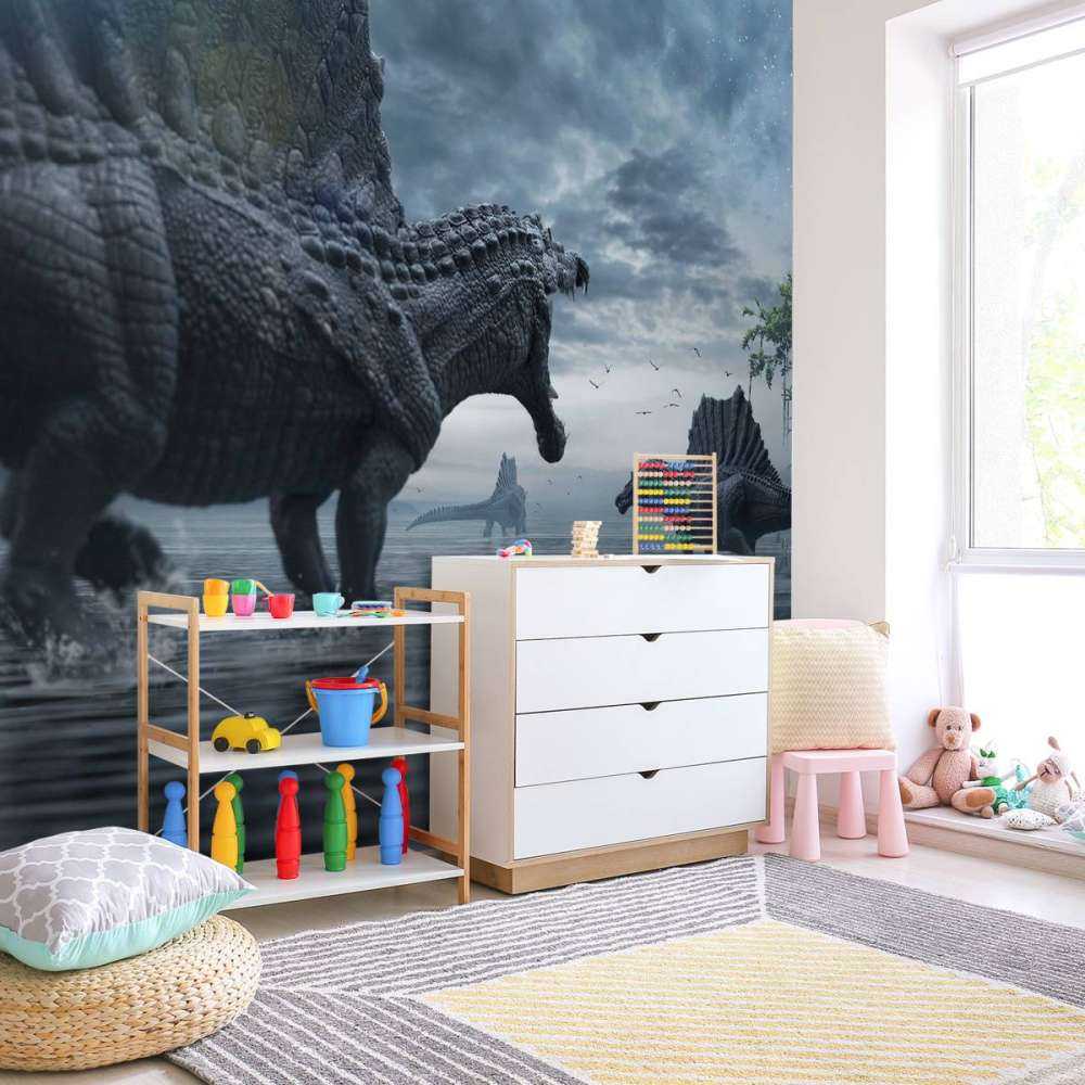 Spinosaurus groep in een jachtgebied