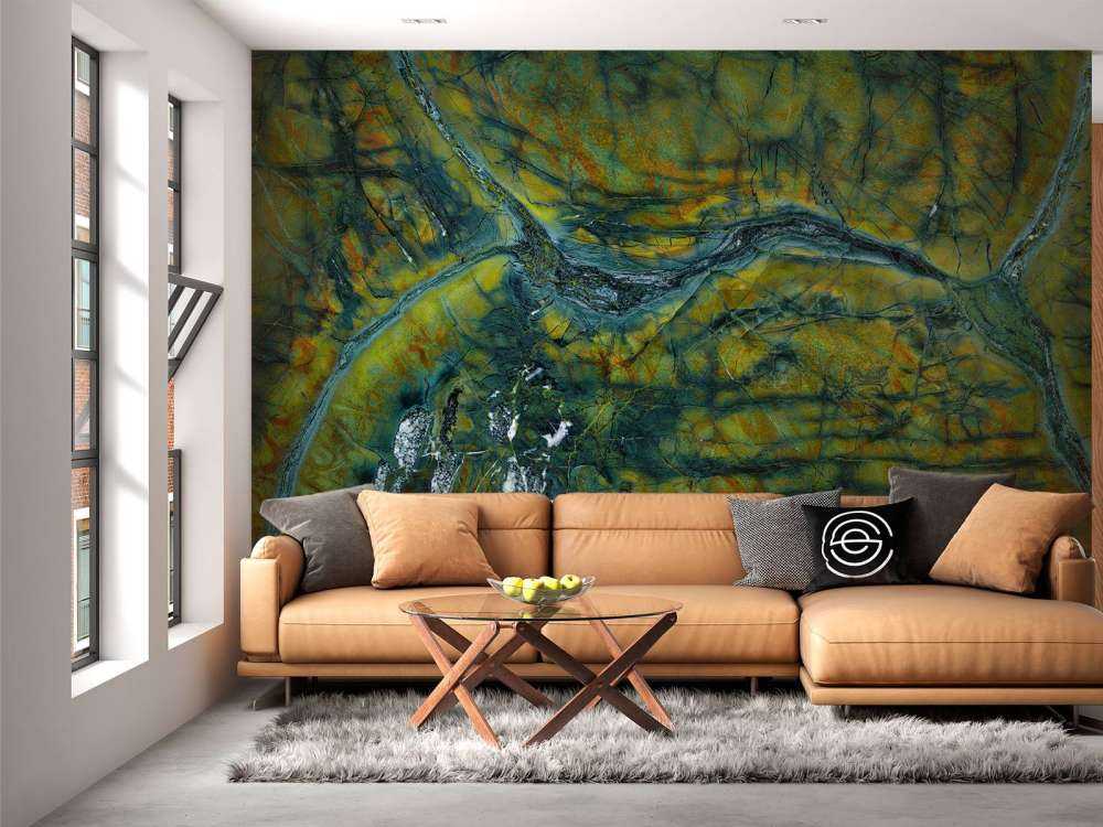 Groen marmer met oranje