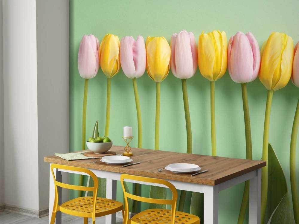 Tulpen op mintgroene achtergrond