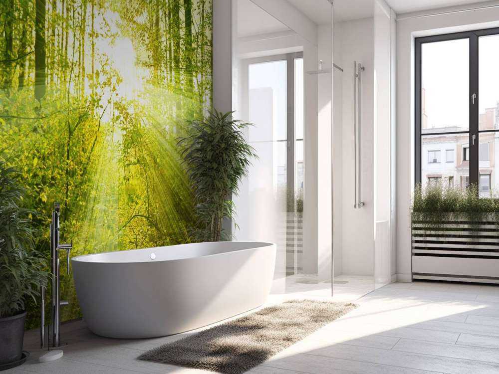 Zonnestralen in een groen bos