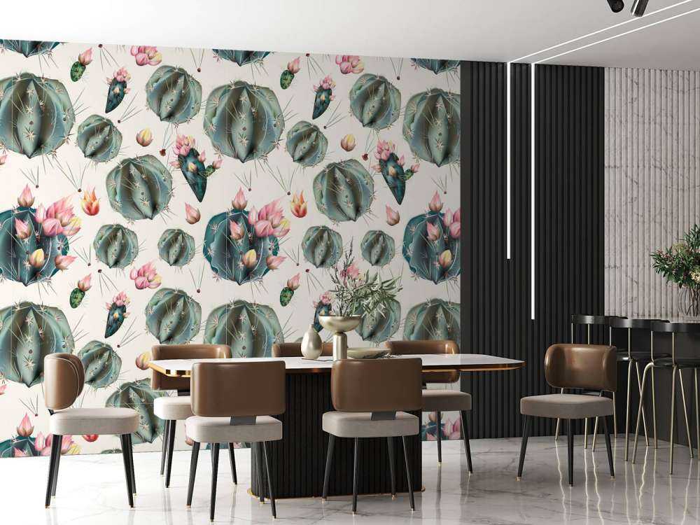 Cactussen met bloemen