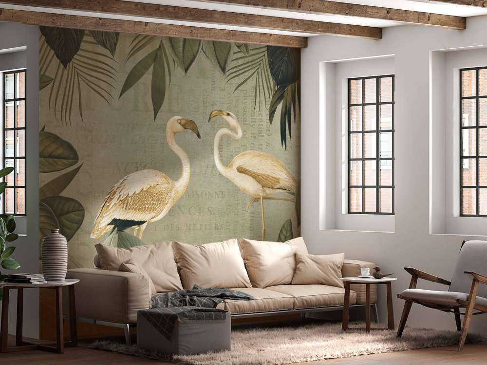 Vintage flamingo oasis and old text