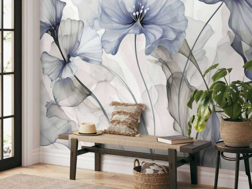 Ethereal flower fantasies blue grey