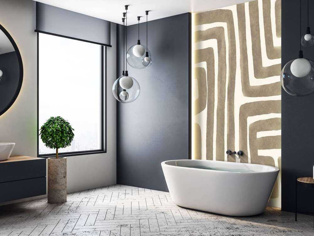 Abstract maze art beige