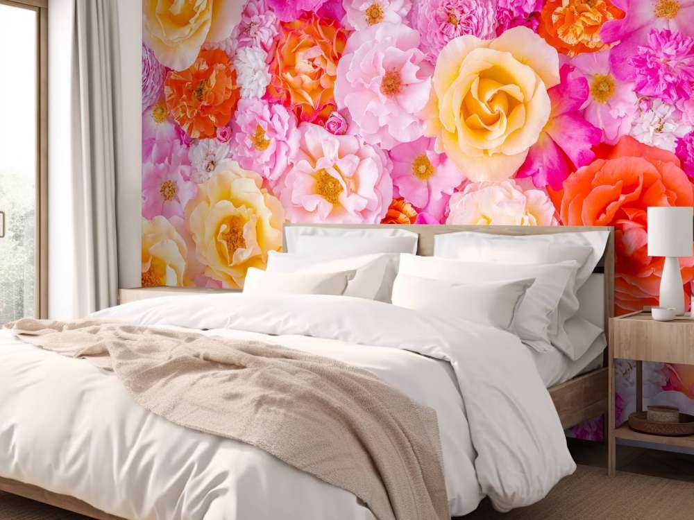 Kleurrijke rozen in pastelbloei