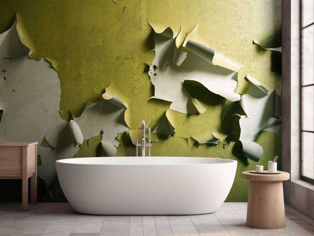 Afladderende Verf op Groene Muur