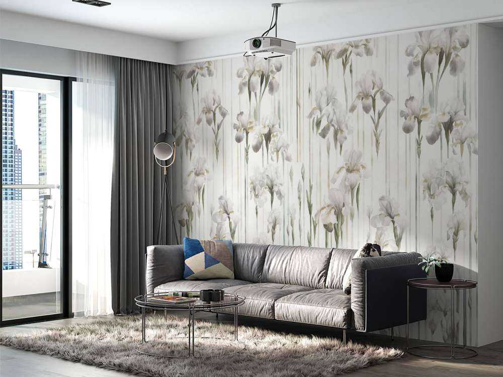 Irises and Stripes Seamless Beige