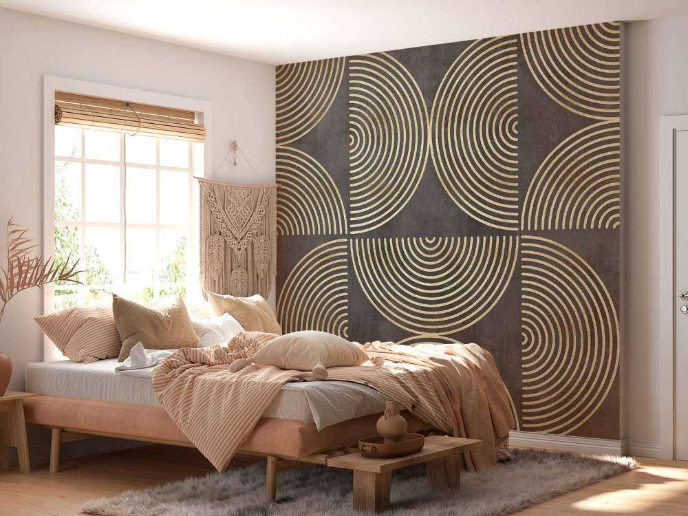 Eclectic Circles Modern Art Gold Brown
