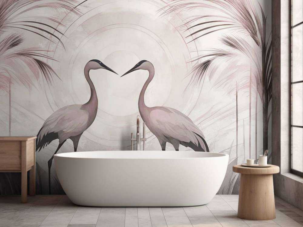 Cranes at Sunset Pink