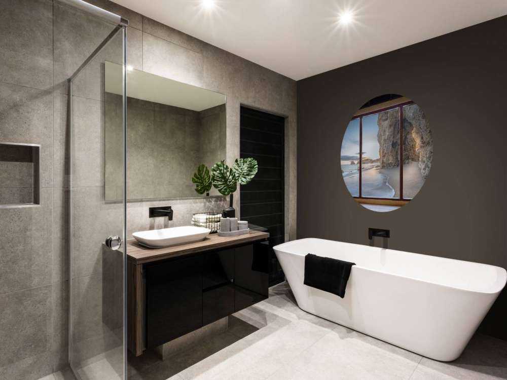 Zeezicht met rotsachtige inham