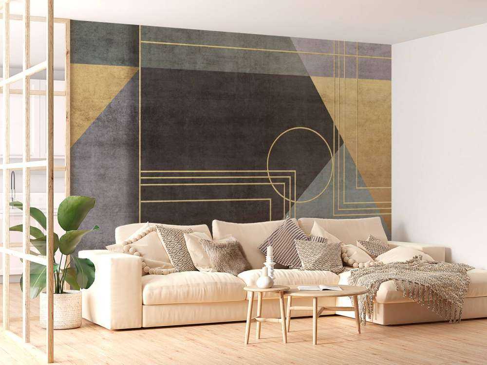 Gouden lijnen in zeegroen