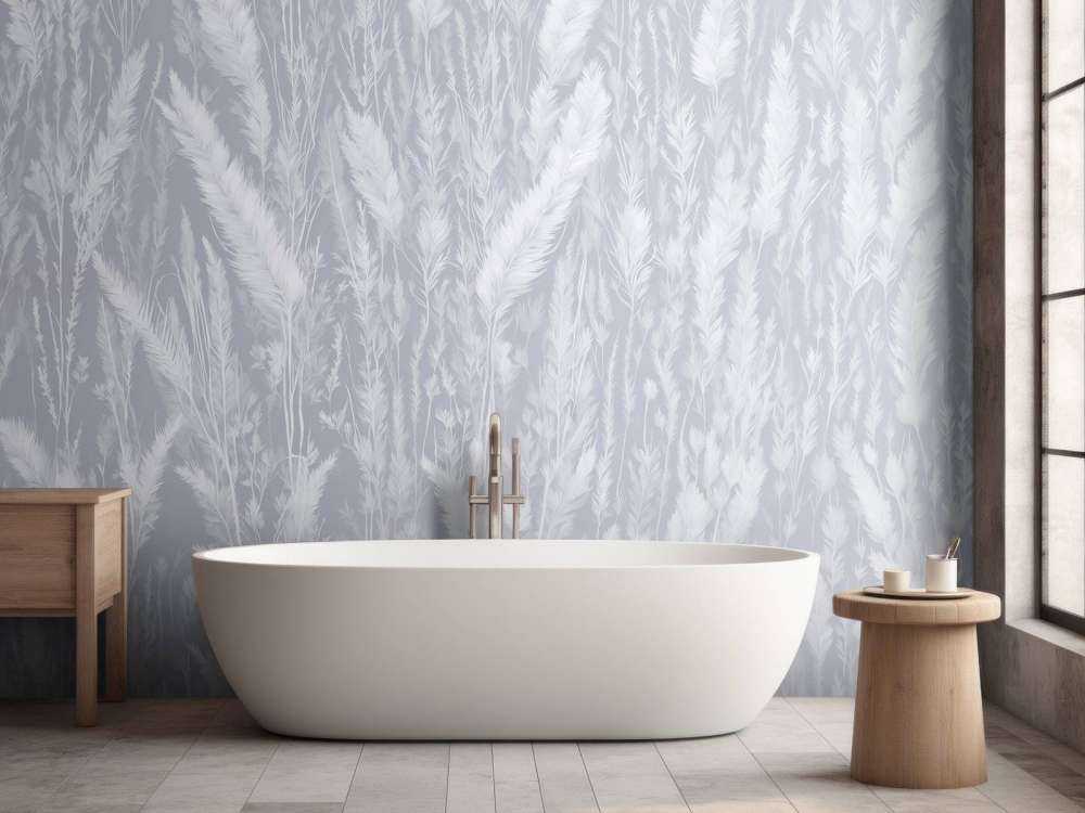 Wall of field grasses - blue