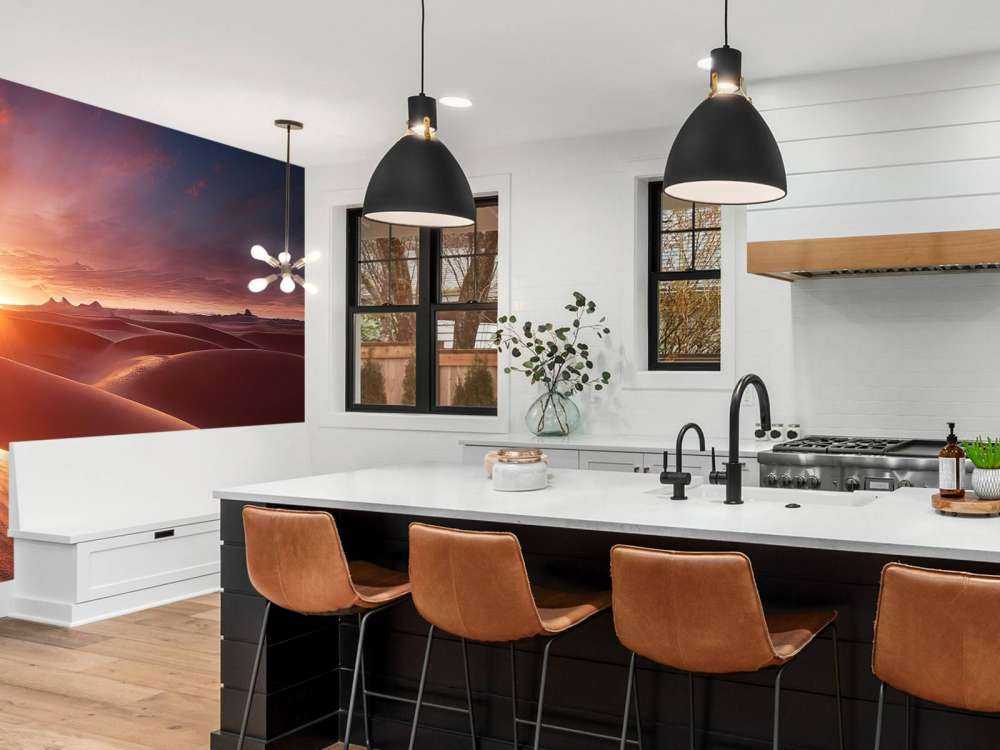 Zandduinen bij zonsondergang