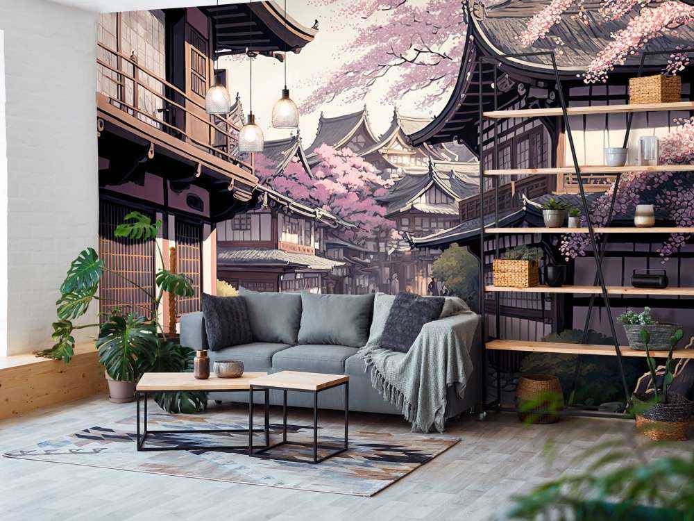 Kyoto huis onder Sakura bomen