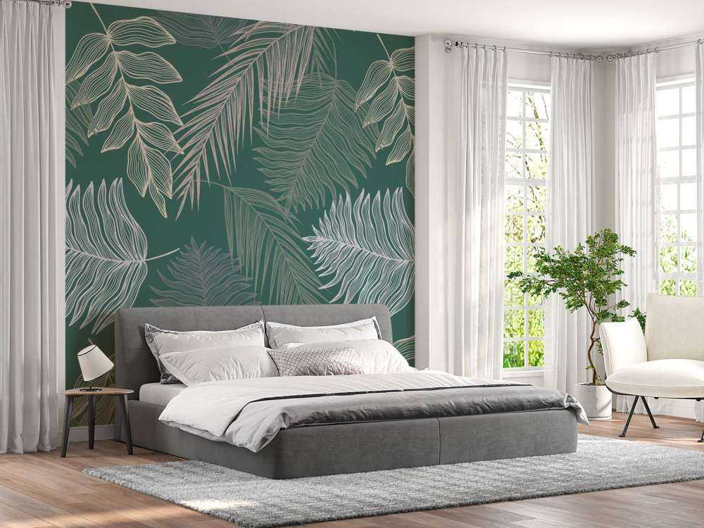 Palmblad op groene achtergrond