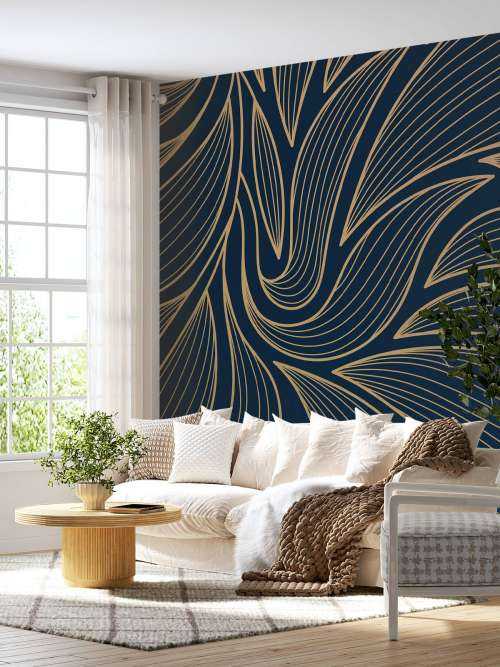 Art deco bloemen blauw