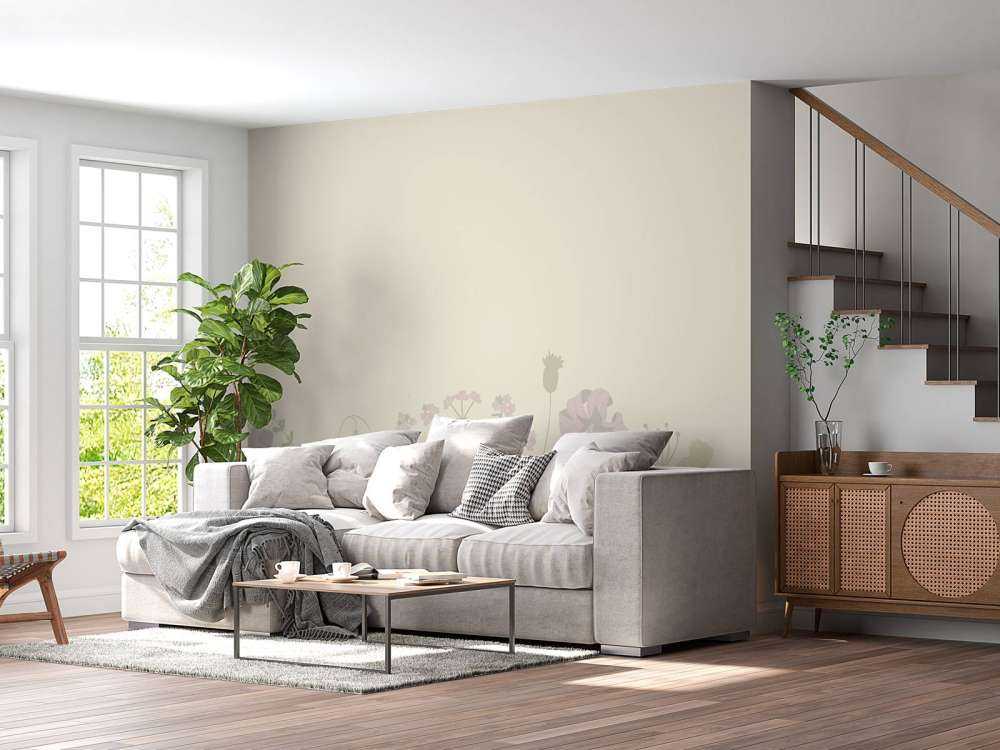 Bloemenveld beige en oud roze