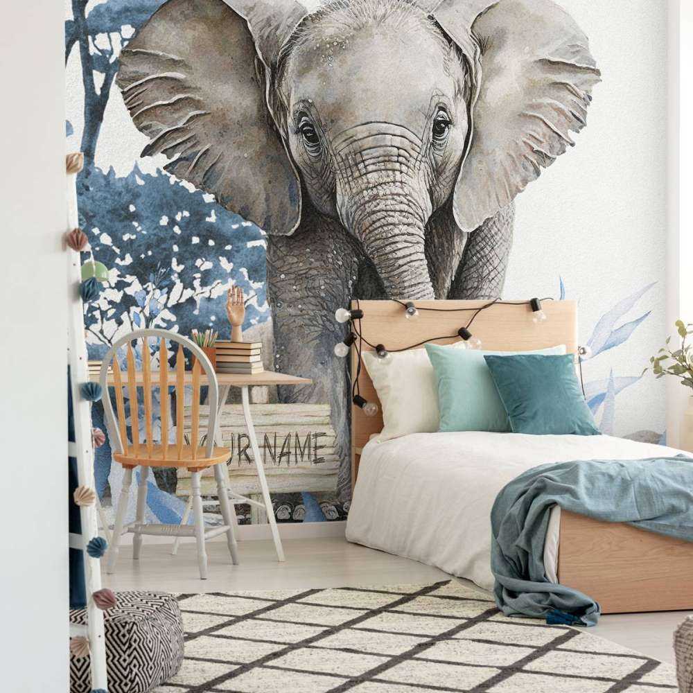 Olifantje in de jungle blauw