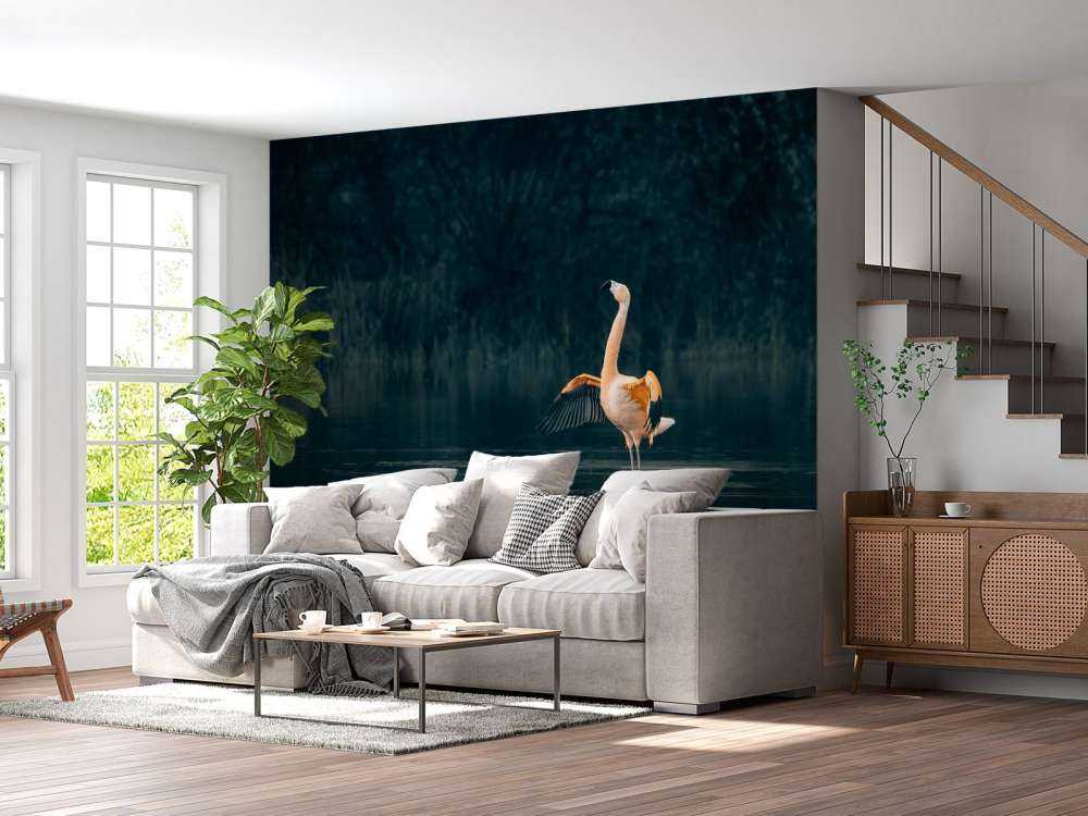 Flamingo in verlaten meer