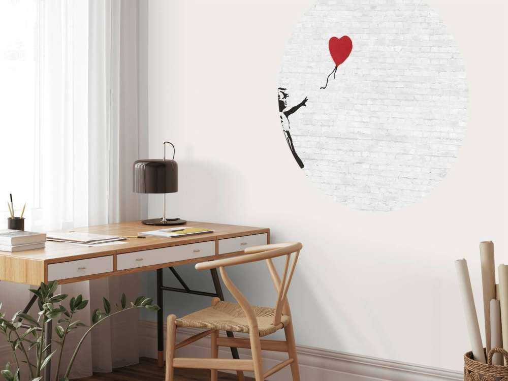 Banksy - Balloon girl, white bricks
