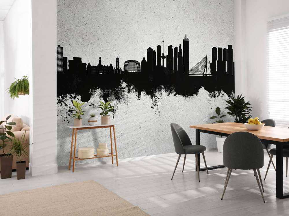 Waterverf skyline, Rotterdam