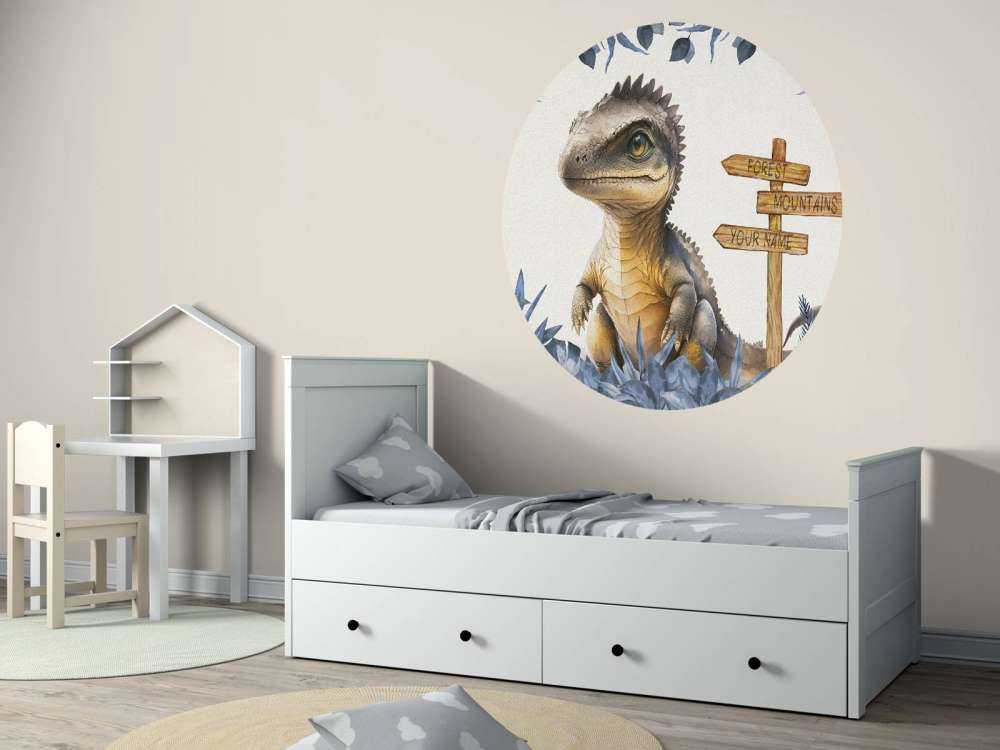 Baby spinosaurus in de jungle blauw